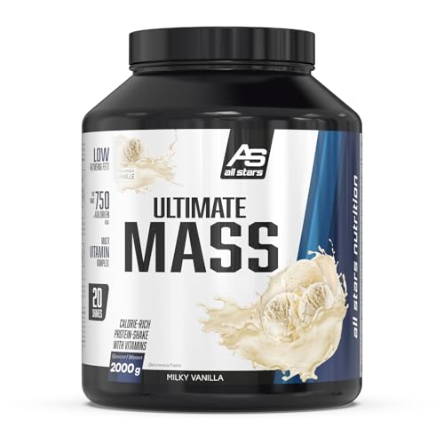 ALL STARS Ultimate Mass Gain Weight Gainer 2000g, Milky Vanilla - Mit 366kcal & ca. 74g Kohlenhydrate pro Portion, Mass Gainer für Kraftsportler mit Multivitamin Komplex