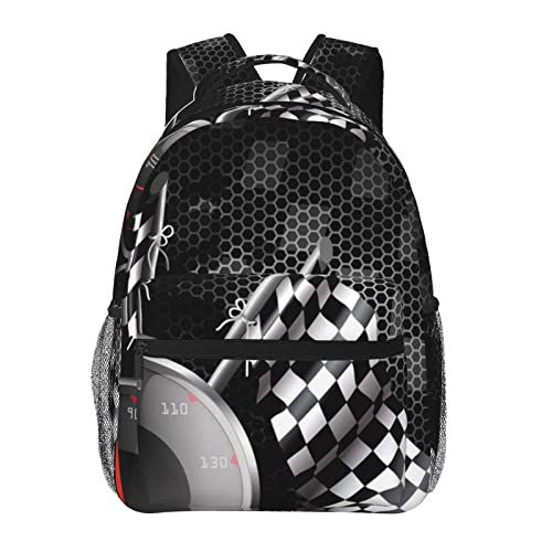 Sac à dos ordinateur drapeau à carreaux noir pour ados