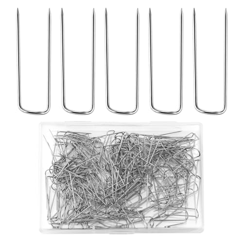 TAHULIK 200 Pieces U Pins Stainless Steel Sewing U-pins Fork Pin for Quilting Sewing DIY Jewelry Craft Making Home Decor 0.91 x 0.28 Inch