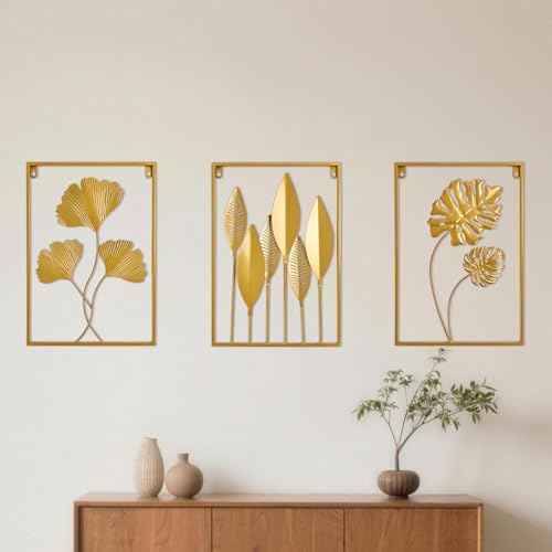 3D Minimalist Gold Leaf Wall Sculpture