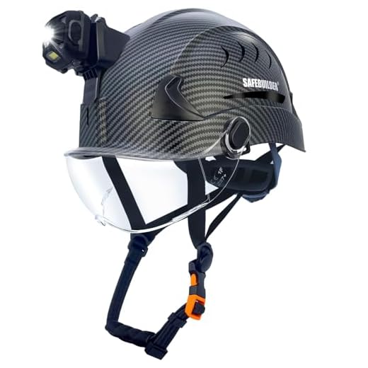SAFEBUILDER G2C+H Type 2 Class C Hard Hats with Headlight Safety Helmet with Headlamp Vented Construction Work at Height Rescue Industrial ANSI