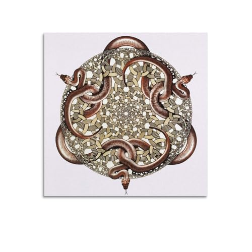 YMXSDIMDS Impression sur toile Snakes par M.C. Escher - Décoration murale moderne - 50 x 50 cm