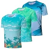 Cimic 3er Pack UV Shirt Herren Rashguard UPF 50+ UV Schutz Shirts Wassersurf-Shirt Funktionsshirt Herren Lässig Sonnenschutz Sport Tshirt Männer Atmungsaktiv für Outdoor Schwimmen(T5120-456-XL)