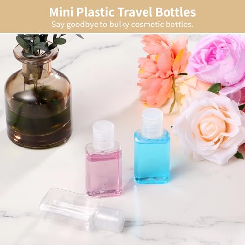 Lnrueg 100 Pcs 1 oz Travel Bottles - Hand Sanitizer Bottle Mini Clear Bottles with Flip Caps, Portable Empty Refillable Containers for Shower Gel, Face Creams, Body Lotions,Clear3