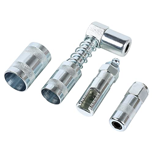 ARES 54018 3-Piece Grease Gun 90-Degree Adapter and Coupler Set Includes 90-Degree Quick Connect and Quick Connect Slide-On Style Adapters Plus Bonus Heavy Duty Grease Coupler