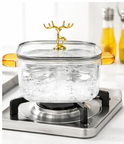 Image of bellemax 1pcs Set of 1500 ml Each Casserole with Glass lid Microwave Oven Safe Serving Bowl Tempered Glass, for Rice and Boiling Food Multipurpose (BM-01)