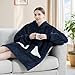 Touchat Wearable Blanket Hoodie, Oversized Sherpa Blanket Sweatshirt with Hood Pocket and Sleeves, Super Soft Warm Comfy Plush Hooded Blanket for Adult Women Men, One Size Fits All (NavyBlue)