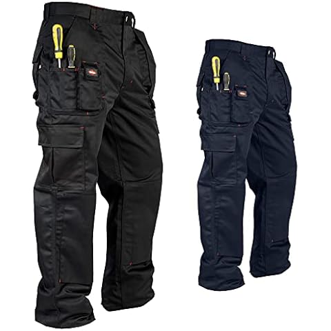 Lee Cooper Workwear Mens Multi Pocket Easy Care Heavy Duty Knee Pad Pockets Safety Work Cargo Trousers Pants Cover