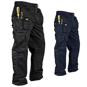 Lee Cooper Workwear Mens Multi Pocket Easy Care Heavy Duty Knee Pad Pockets Safety Work Cargo Trousers Pants