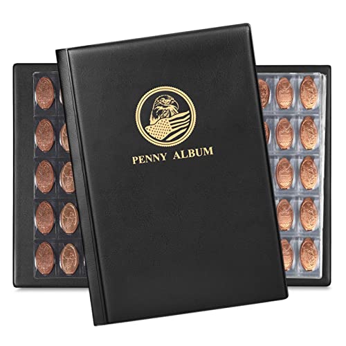 Image of MUDOR Pressed Penny Collection Book Album, Holds 380 Coins Holder | Souvenir Penny Display for Collectors,Fits Elongated Stretched Pennies,Quarters or Nickels