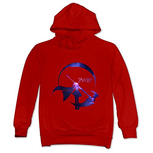 Geek RWBY Starry Crescent Sky Ruby Rose Logo Men's Hooded Hoodies Red Size XXL