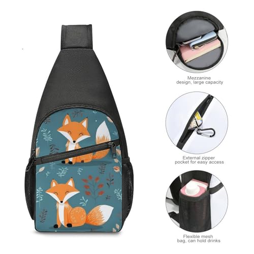 Bolso bandolera deportivo con patrón de zorro caricatura miniatura 5