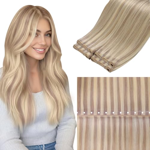 LaaVoo Tressen Echthaar Weft Extensions Echthaar
