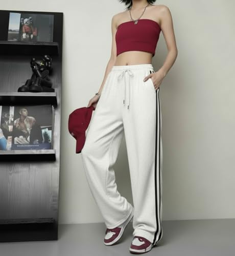 Image of dockstreet Straight Wide fit Long Length Open Bottom Jogger for Women /Trending Multi Pocket Style, Relaxed Casual Pants for Women
