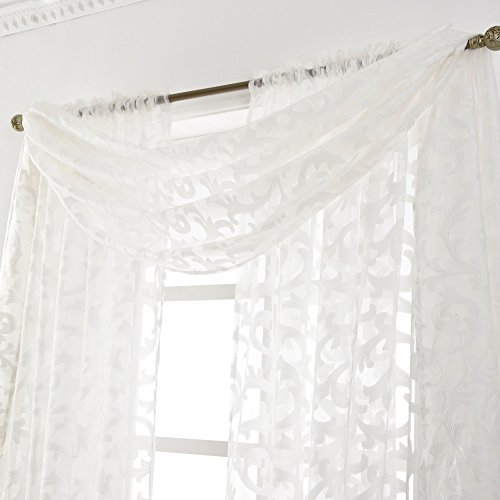 Scarf Valance, NAPEARL European Style Jacquard Window Scarf, Decorative Sheer Curtain for Wedding Arch, Canopy Bed, Headboard, Gazebo, 1 Panel ( Wide 54 in x Long 216 in, White ) - Thumbnail 2