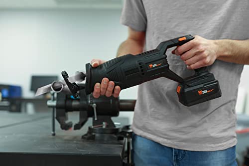 Image of WEN Cordless Reciprocating Saw, Brushless with 20V Max 4.0 Ah Lithium-Ion Battery and Charger (20630)