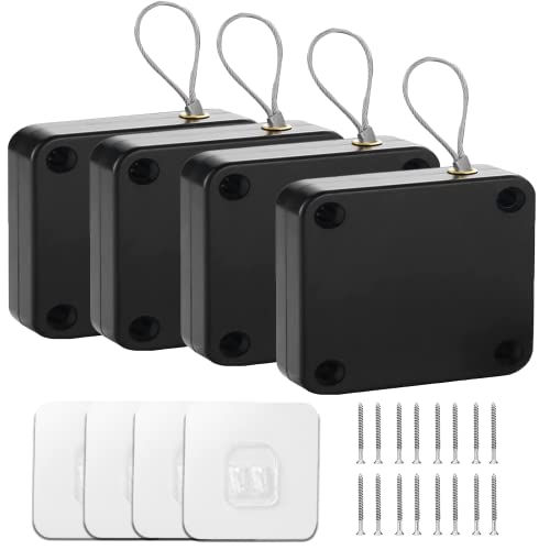 Shimido Upgraded Punch-Free 1000G Automatic Screen Door Closer, Storm Door Closer, Sliding Screen Auto Door Closer With Steel Drawstring For Bathroom, Bedroom, Studyroom, Etc.（4 Pack Black） #TOP19