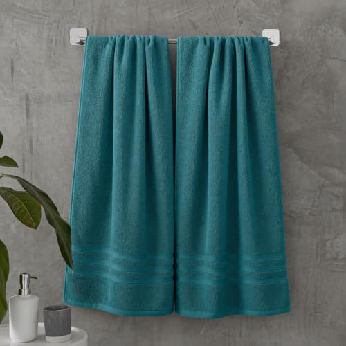 Catherine Lansfield Zero Twist Cotton 90x140cm Bath Sheet Pair Teal Green