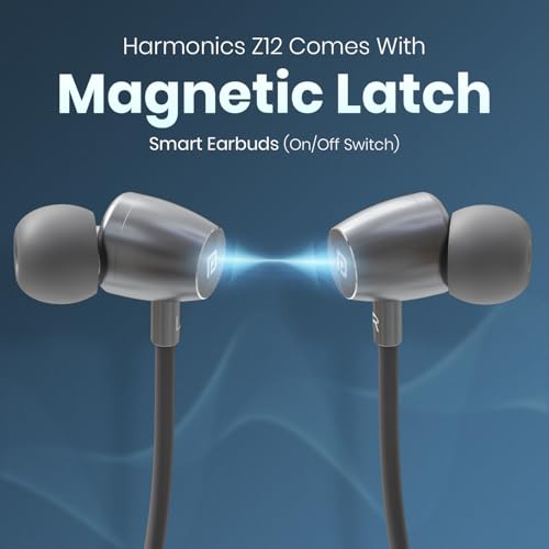 Image of Portronics Harmonics Z12 in Ear Bluetooth Neckband with Metallic Built & Hall Switch(ON /Off),Upto 35 Hours Playtime, Gaming /Music Mode, Low Latency, Bluetooth Version 5.3V, Type C Fast Charging(Grey)