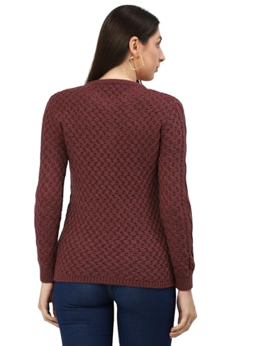 Image of Kalt Women Sweater for Winters Woolen Acrylic Full Sleeve Round Neck Cable Design Cardigan Sweater