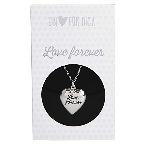 Preisvergleich Produktbild Depesche 10801.006 Halskette mit Herzanhänger Medaillon, versilbert und nickelfrei, mit Aufschrift Love Forever, Länge 40-46 cm, Silber
