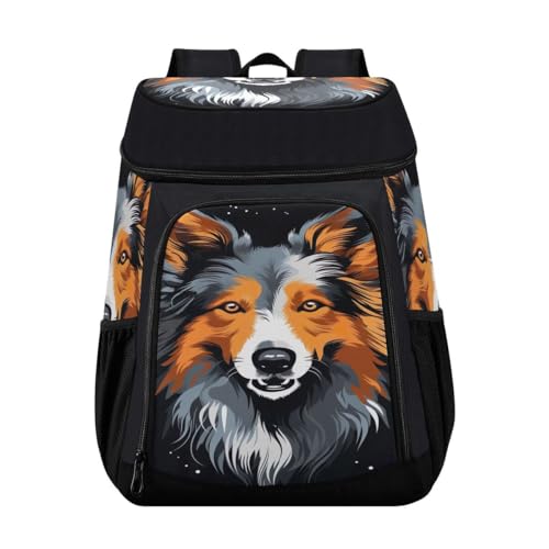 Dark Black Sable Shelite Dog Cooler Backpack Leakproof Insulated Lunch Cooler Bag 30 Cans Camping Backpacks for Camping Hiking Beach