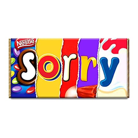 Sorry Novelty Chocolate Bar Wrapper Gift Cover