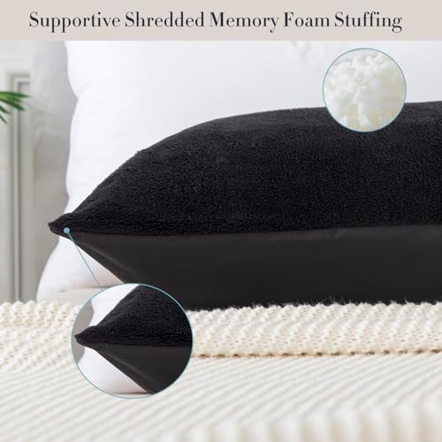 WhatsBedding Memory Foam Body Pillow with Plush Fuzzy Cover, Full Body Pillow for Adults, Long Pillow for Sleeping, Soft Pillow Fluffy Supportive