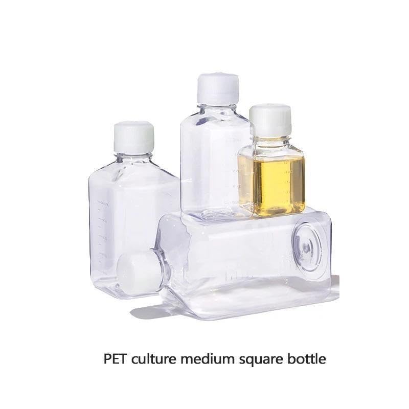 Botellas de cultivo cuadradas de PET (con graduaciones)