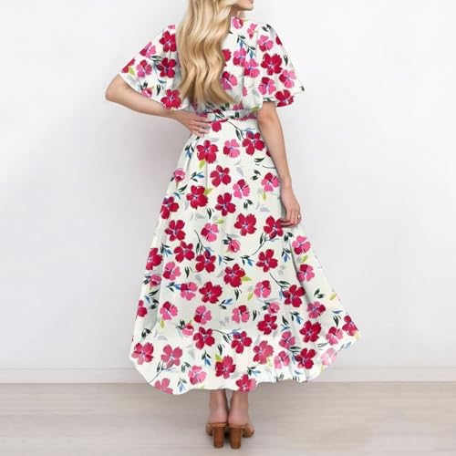 Spring Summer Chiffon Midi Dresses for Women 2025 Elegant Classy Wedding Guest Floral Formal Cocktail Prom Dress