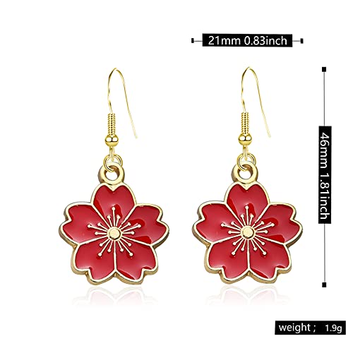 Chanaiqw 4 Pairs Retro Earrings For Women Girl Retro Daisy Flower Earrings Hawaii Daisy Flower Earrings Dangle Alloy Daisy Flower Hawaii Plant Earrings Set (4 Pairs Retro Earrings-Black+White+Pink+Red) #TOP3