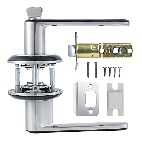 Baolong Brushed Nickel Door Knob With Lock Storm Door Handle,Round Privacy Lever Lock For Bathroom Straight Heavy Duty Lever Door Handles Keyless. #TOP5