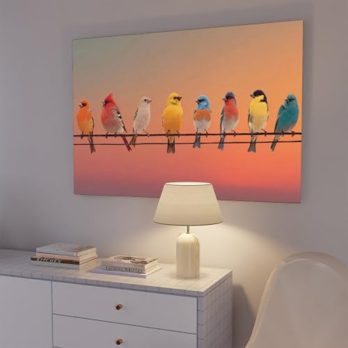 Impression oiseaux colorés toile décorative pour une ambiance douce - 7