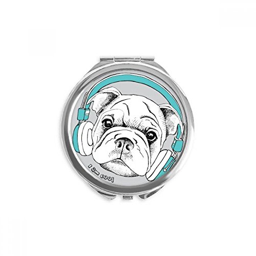 Miroir maquillage de poche rond portable contre les retouches ratées en déplacement design chien