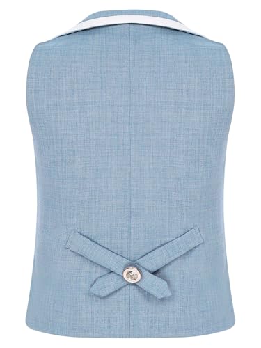 Sywiyi Kids Boys Classic Fit One Button Formal Suit Vest V Neck Single Breasted Wedding Party Dressy Waistcoat2