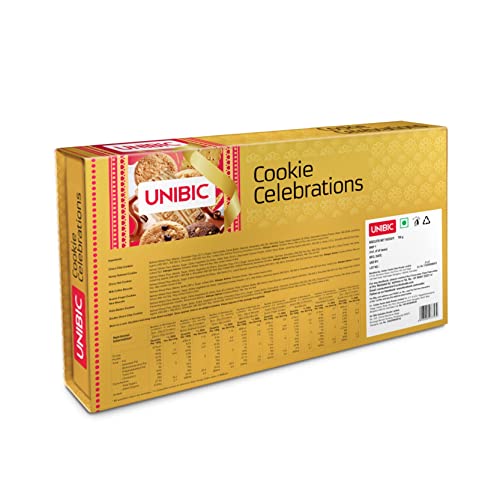 Image of Unibic Celebrations Cookies Gift Pack 700 Gram, Choco Chip, Choco Nut, Scotch Finger, Pista Badam, Honey Oatmeal, Milk Coffee, Nice and Double Chocolate Chip Cookies (Pack of 2)