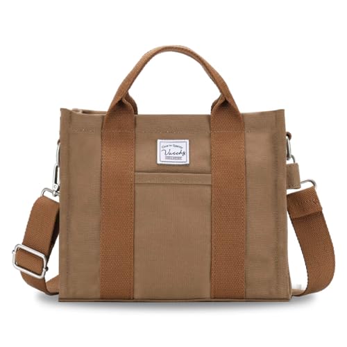 Image of VASCHY Canvas Tote bag, Casual Reusable Work Totes for Women Teachers with Zippers Pockets Crossbody Shoulder Bag Purse