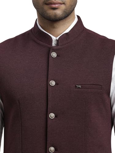 Image of Turtle Men Knitted Terylene Rayon Dobby Print Party Nehru Jacket