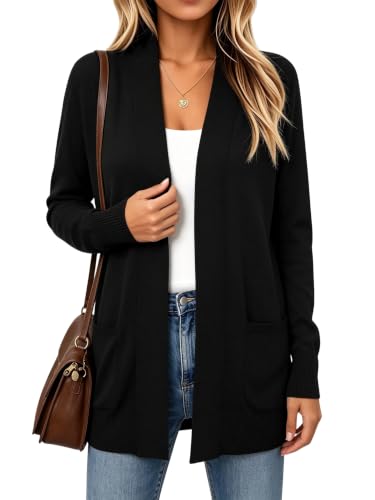 Image of Spicy Sandia Women's Basic Open Front Long Cardigan Sweaters with Pockets