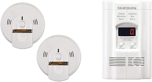Kidde Combination Carbon Monoxide and Smoke Alarm, Voice Alert, Pack of 2 &amp; Nighthawk Carbon Monoxide Detector &amp; Propane, Natural, &amp; Explosive Gas