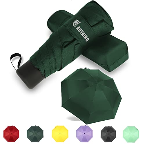 Gaoyaing Mini Travel Umbrella Sun&Rain Lightweight Small And Compact Suit For Pocket Parasol With 99% Uv Protection For Women Men Kids 39 Inches Dard Green #TOP6