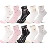 L&K-II 10er Kinder Mädchen Socken aus Baumwolle Kleinkind niedliche Muster Kids Sneakersocken bunt 2886 35-38