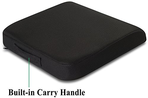 Travelmate Extra-Large Memory Foam Seat Cushion – Perfect For Office Chair And Wheelchair – Does Not Slip Even On Smooth Marble Floors – Washable & Breathable Cover – Relieves Back Pain – 19”X17”X3” #TOP4
