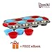 Boxiki Kitchen 12 Cup Mini Muffin Pan with Silicone Muffin Liners. Professional Cupcake Pan for Baking Muffin Mold, Mini Muffin Tin Non-Stick Steel Bakeware