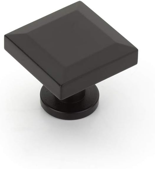 Schaub Heathrow Square Cabinet Knob, 1-1/4 Overall, Matte Black 551