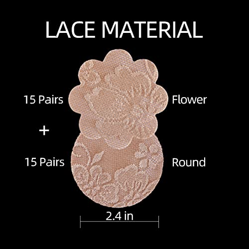 Yilanfull 30 Pairs Disposable Thin Nipple Breast Covers Stickers, Lace Bra Pasties Adhesive For Women Sexy (Brown) #TOP1