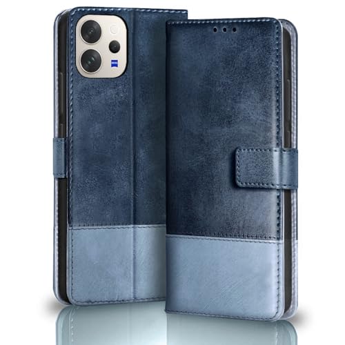 Image of TheGiftKart Flip Back Cover Case for Vivo V70 / V70 Elite 5G | Dual-Color Leather Finish | Inbuilt Stand & Pockets | Wallet Style Flip Back Case Cover (Faux Leather, Blue & Sky)