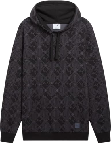 PUMA Men's Graphic Hoodie, Logomainia All-Over-Print Black SS25, Small