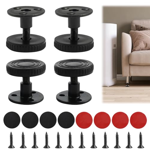 Set de 4 Patas Ajustables para Muebles de 27-40 mm - Instalación Taladrada o Autoadhesiva - Soporte Resistente, Antideslizantes y Antirayaduras - Ideal para Mesas, Armarios y Equipos Mecánicos