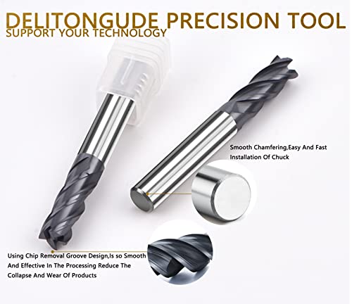 Image of 5.0mm Extra Long 4 inch Length Carbide Tungsten Square CNC End Mill,4 Fultes Suitable for Alloy Steels /Hardened Steels HRC55(Extra Long 5.0mm)
